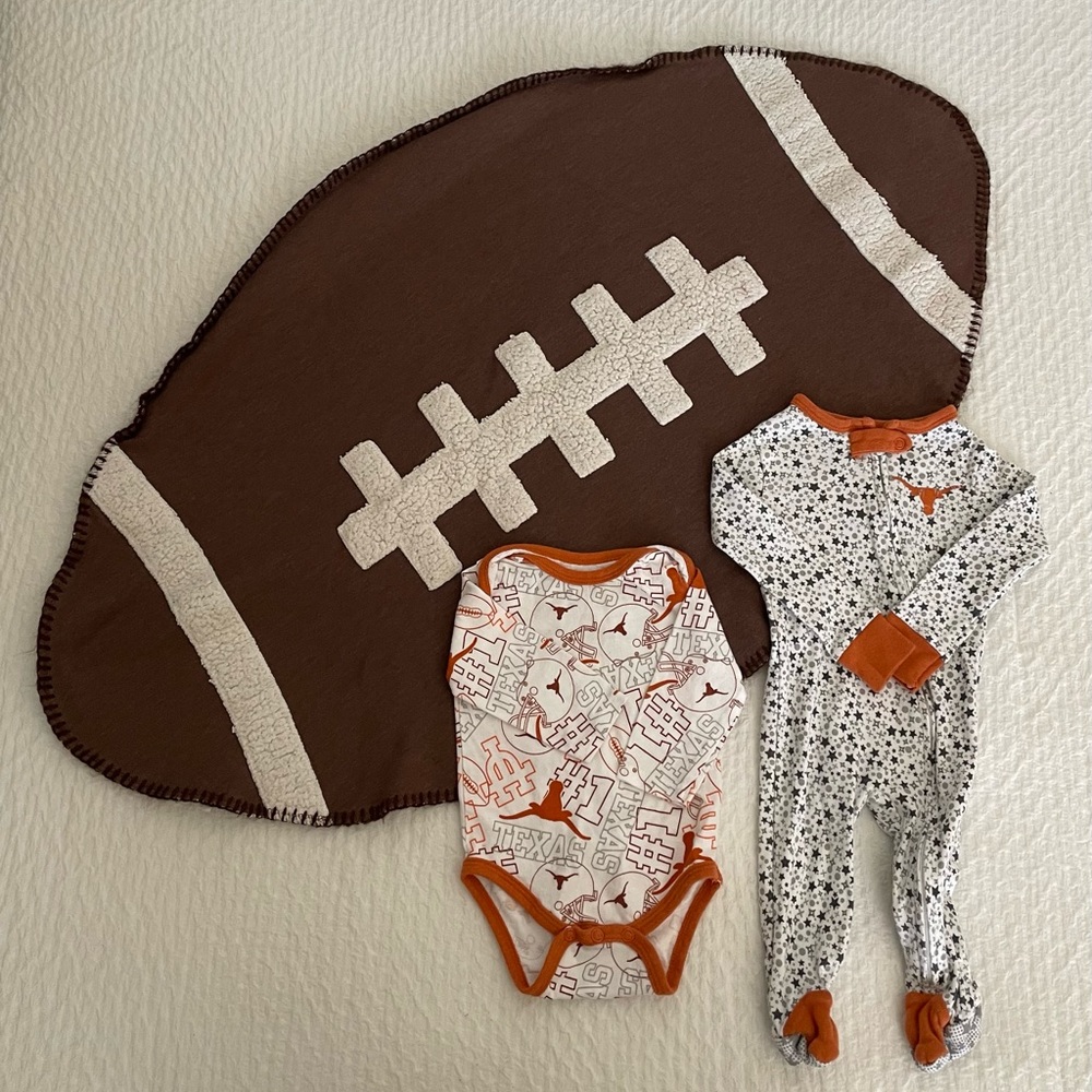 0-3 month UT football outfits and football blanket